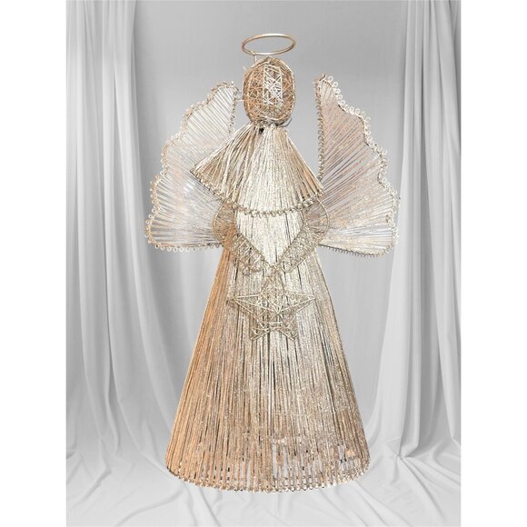 Angel Christmas Tree Topper Light-Up Silver Wire With Star Design&Halo Size 13” - Picture 1 of 12